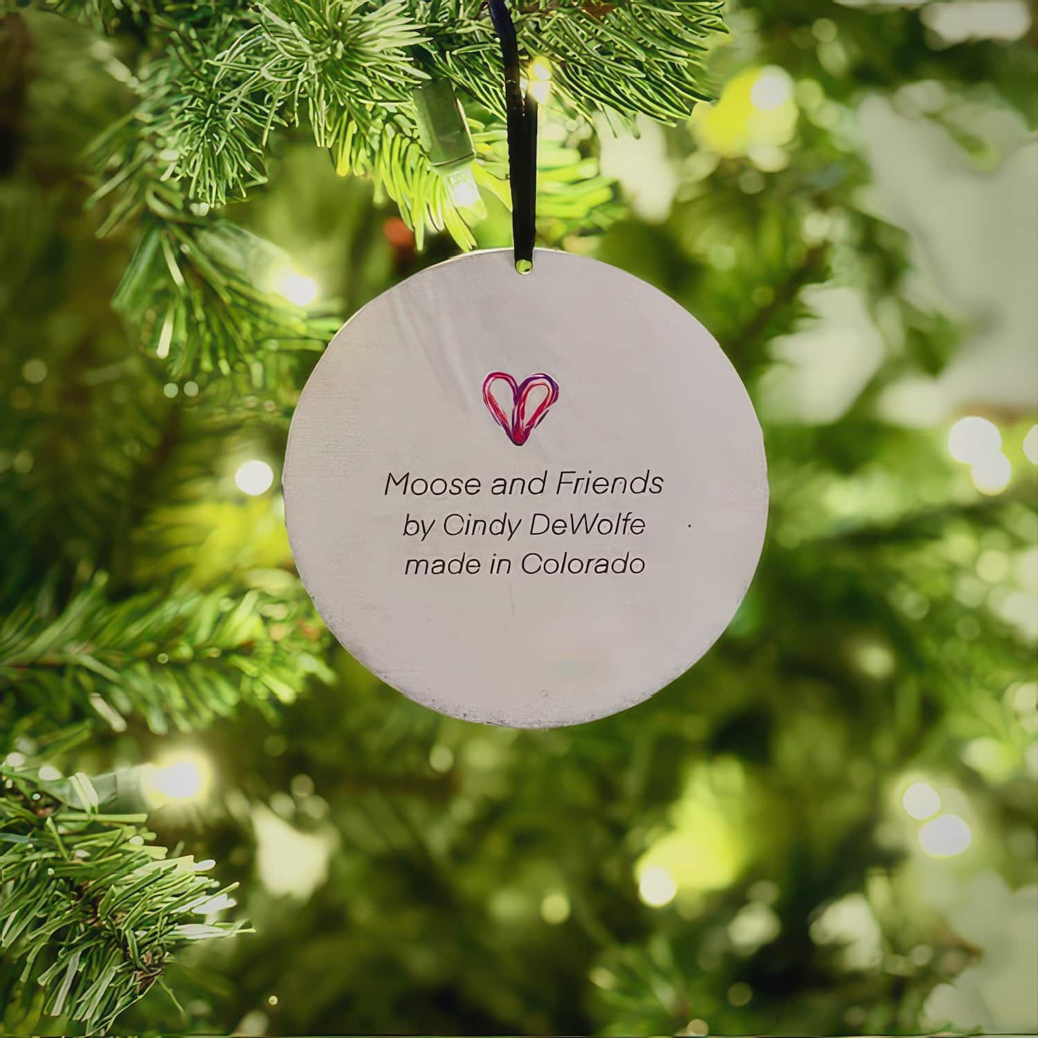 Moose and Friends Ornament by Cindy Dewolfe Back