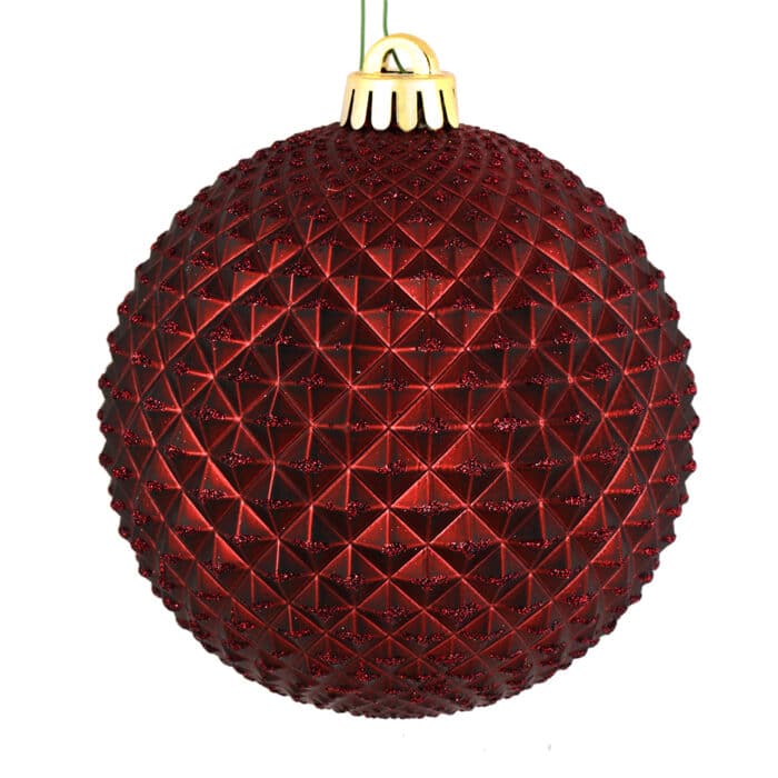 Oversized Ball Glitter Ornament Burgundy 6