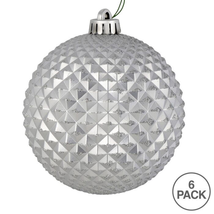 Oversized Ball Glitter Ornament Silver 4