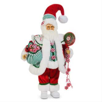Peppermint Candy Santa Figurine