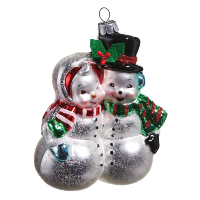 Retro Look Snow Couple Ornament