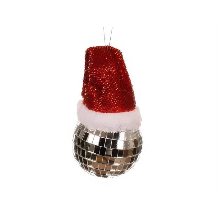 Santa Hat Mirror Ball Ornament