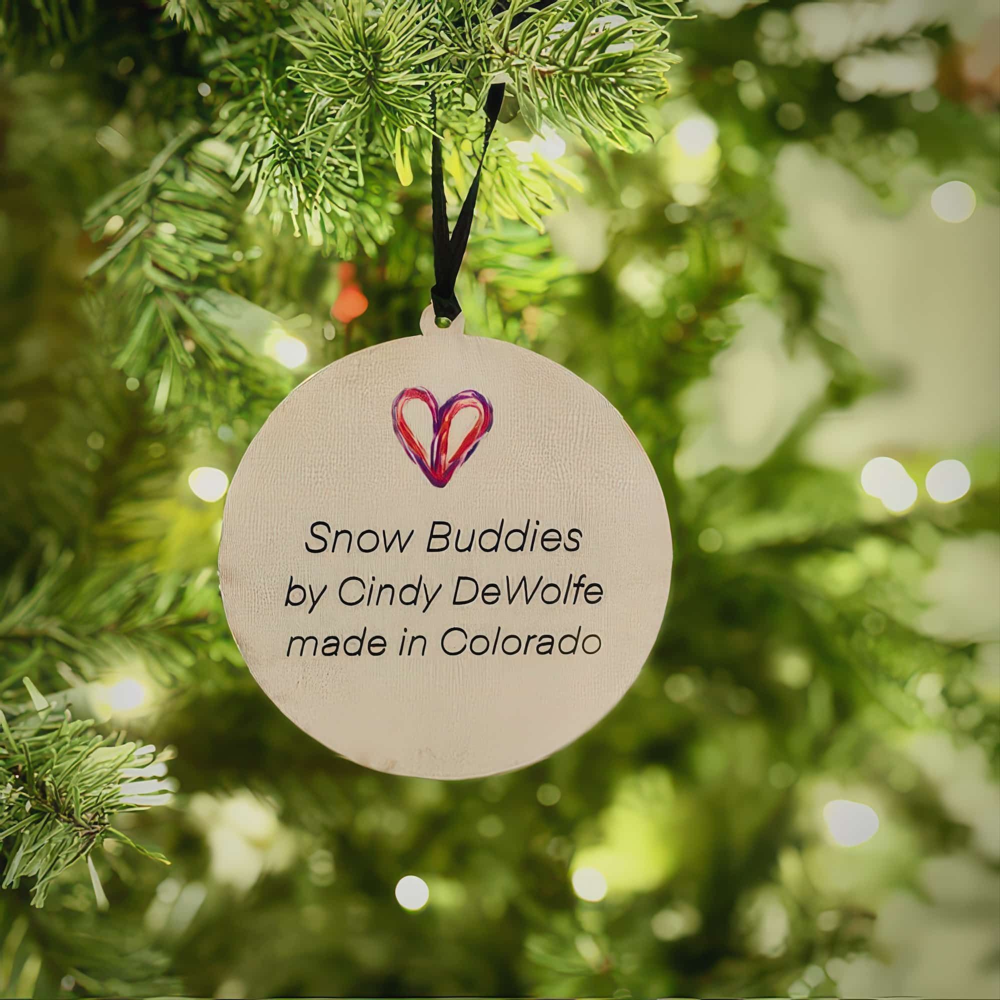 Snow Buddies Ornament by Cindy Dewolfe Back