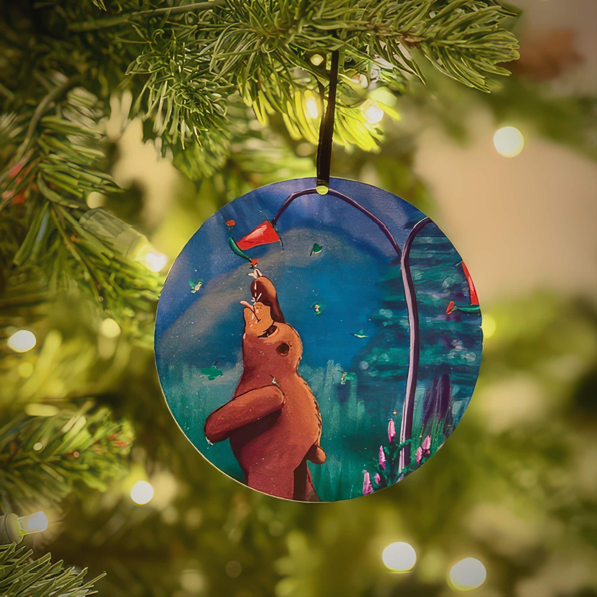 Sweet Nectar Sipping Bear Ornament by Cindy Dewolfe