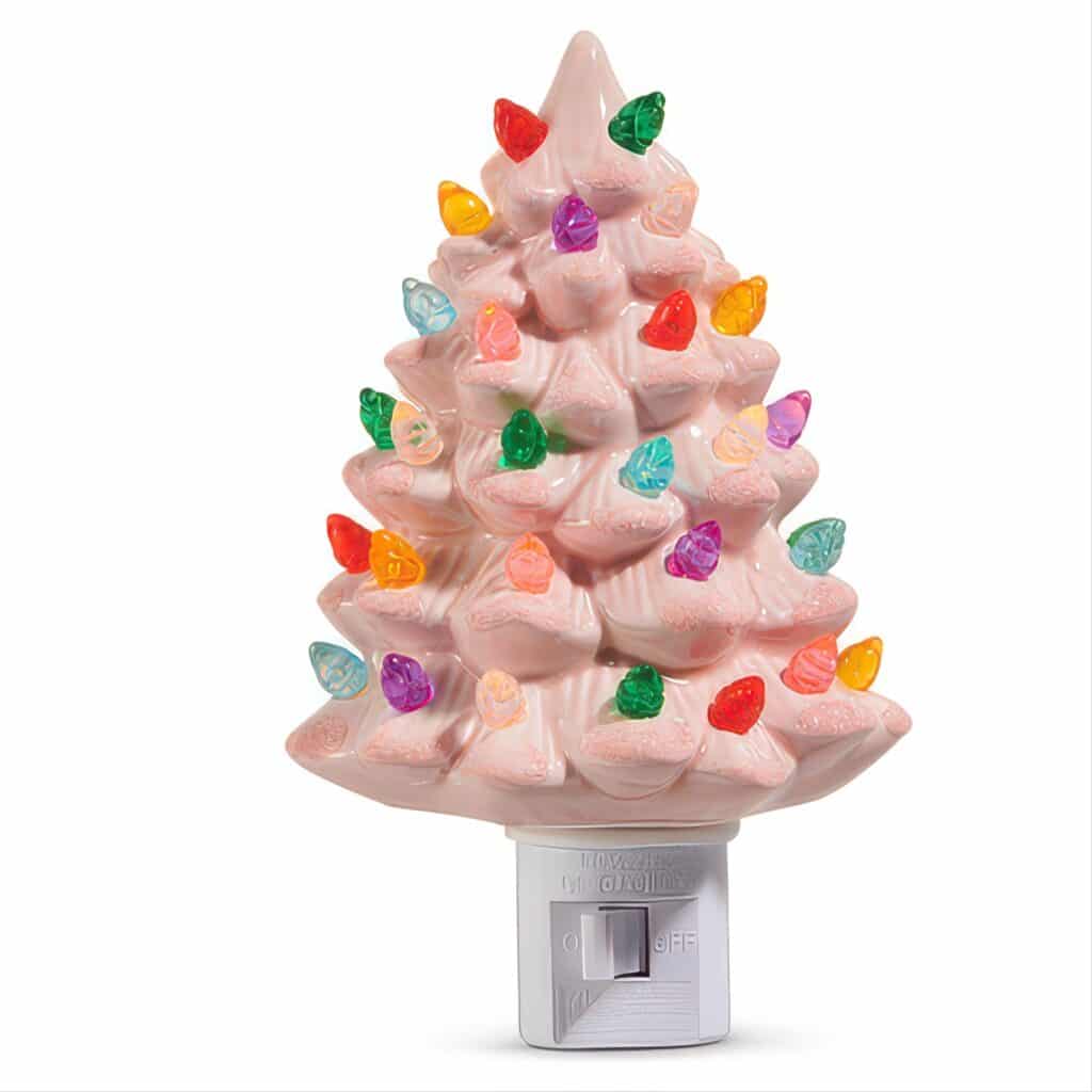 Vintage Pink Porcelain Tree Night Light