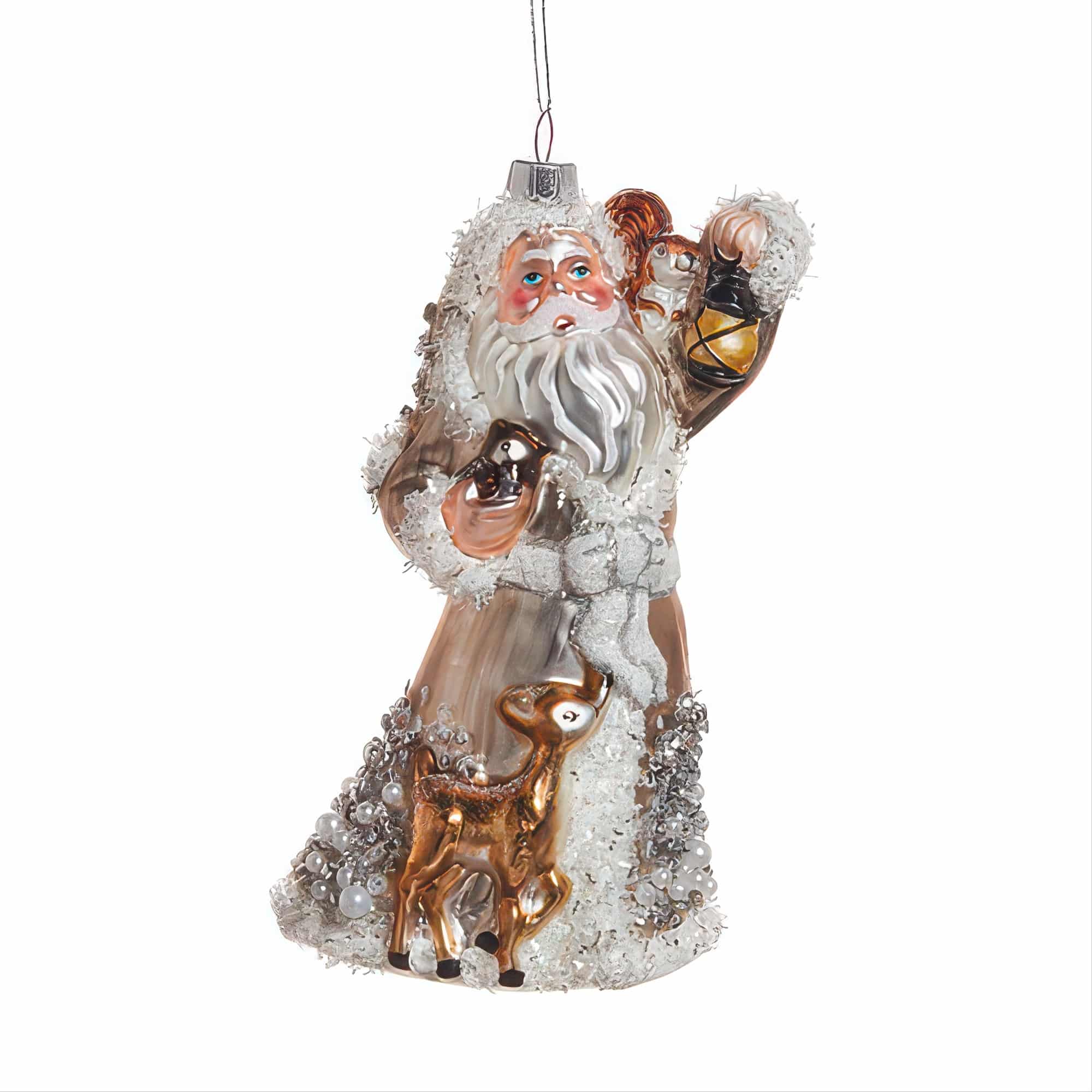 Woodland Santa with Pearls Ornament