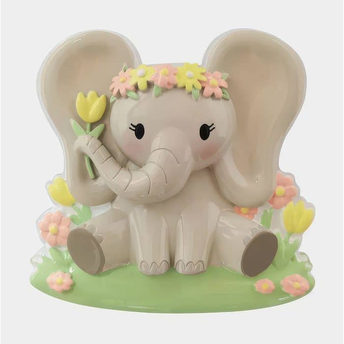 Baby Elephant First Christmas Ornament Personalized Flower Crown