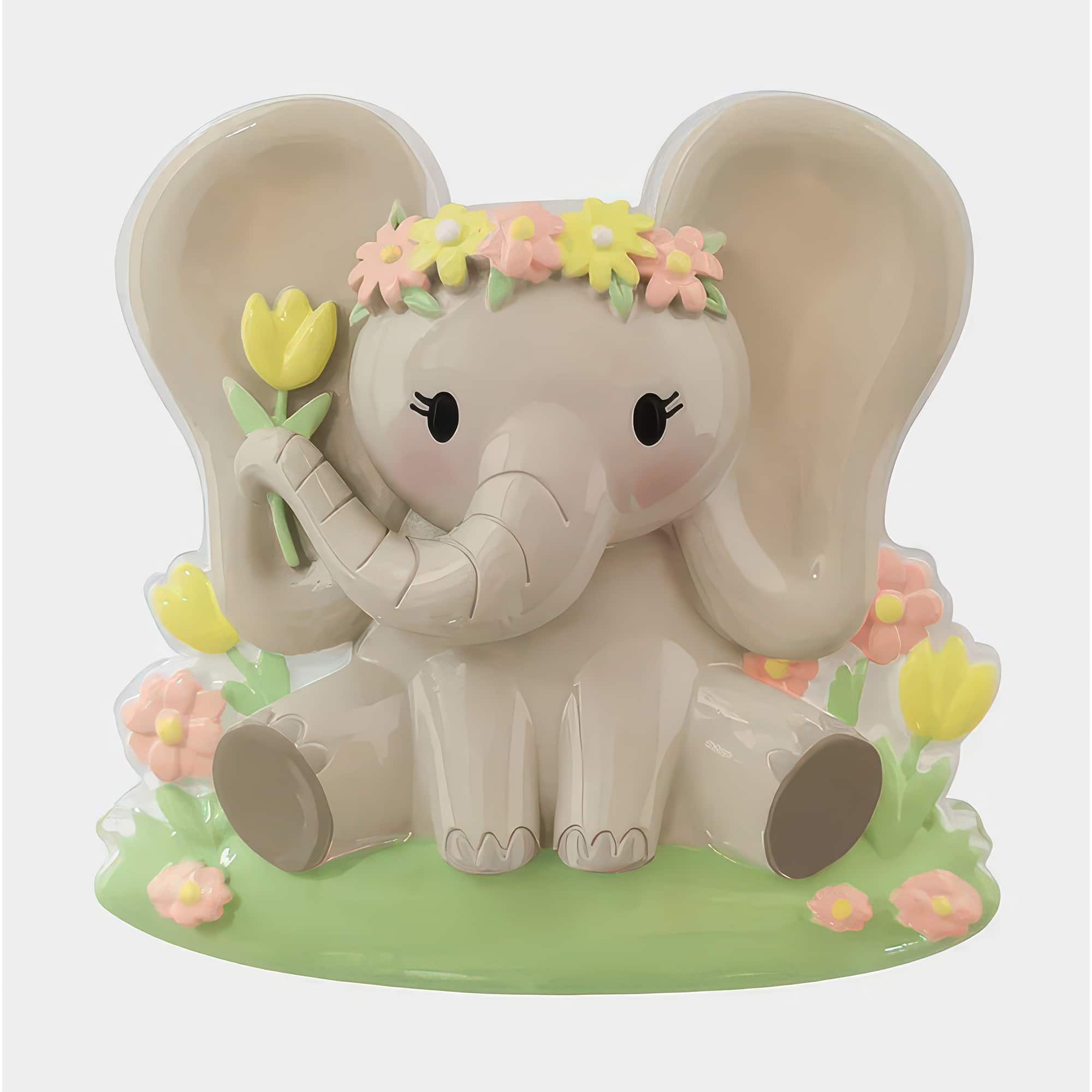 Baby Elephant First Christmas Ornament Personalized Flower Crown
