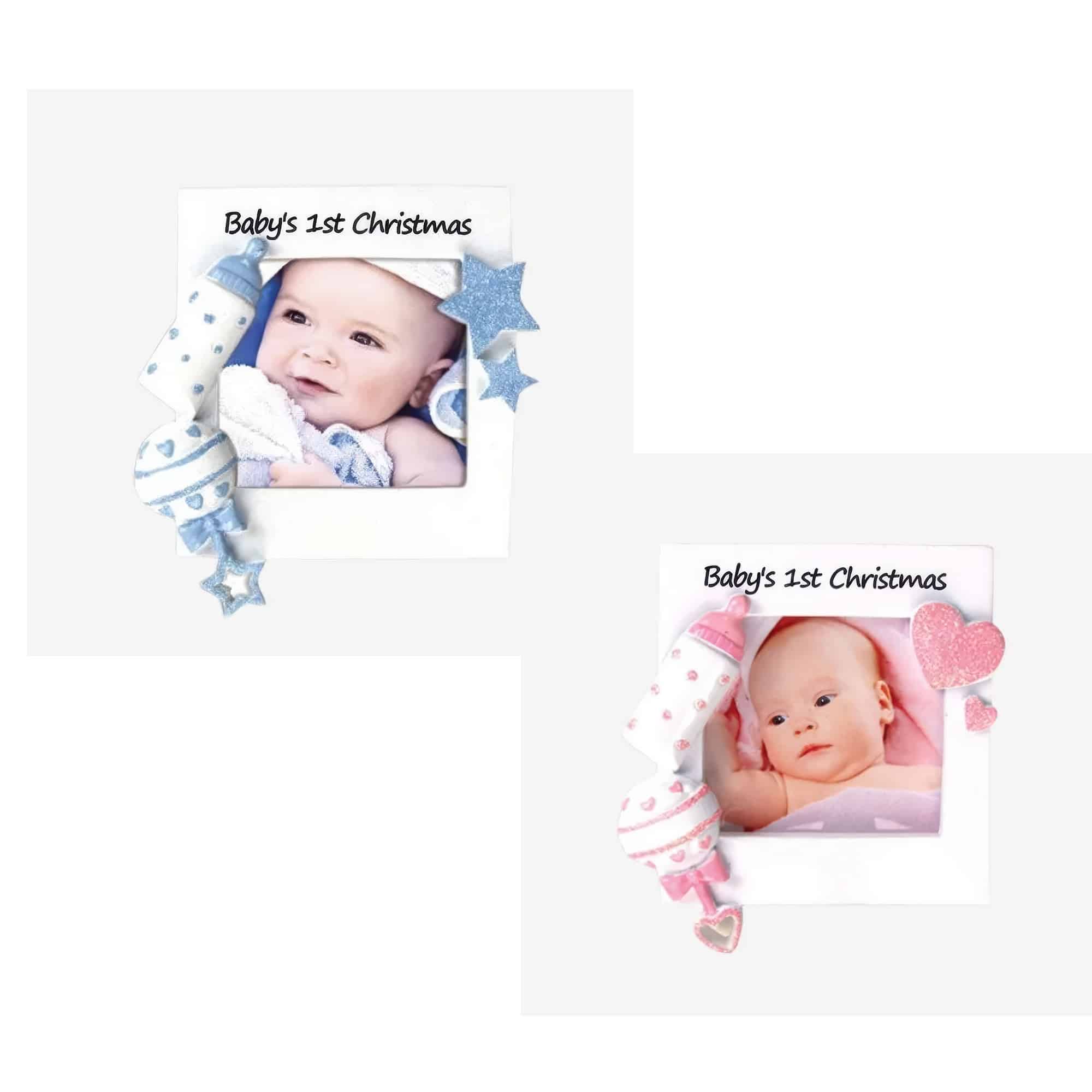 Personalized Babys First Christmas photo frame ornament