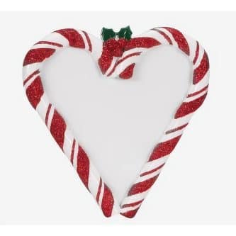 Candy Cane Heart Ornament Personalize