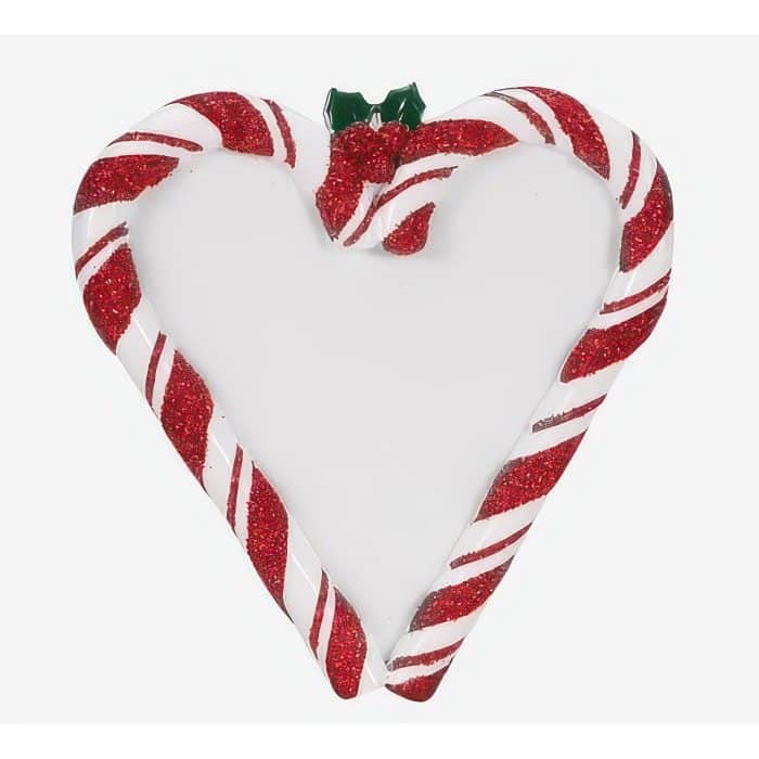 Candy Cane Heart Ornament Personalize