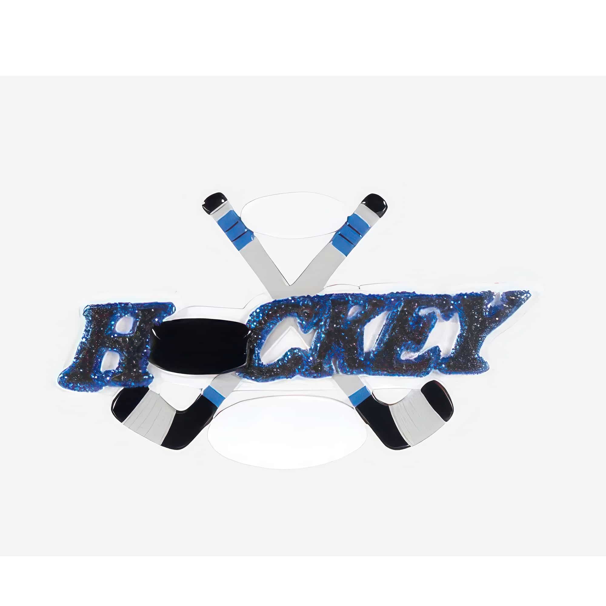 Crossed Hockey Sticks Puck Ornament Personalize