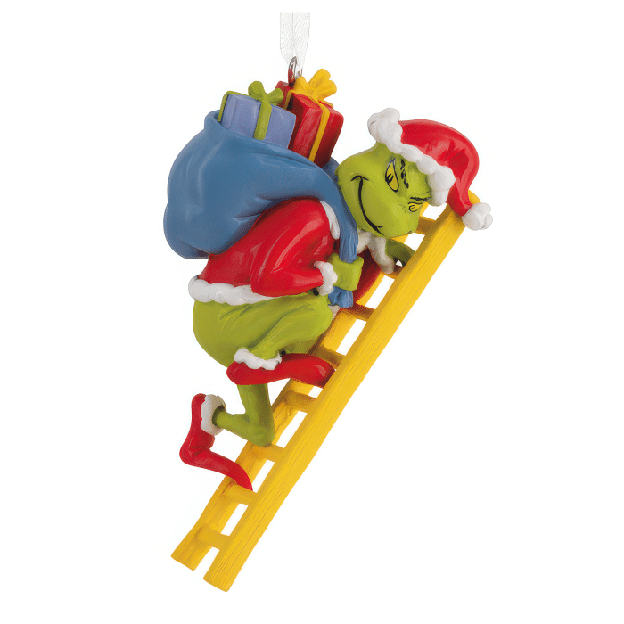 Grinch on the Ladder Ornament the Grinch