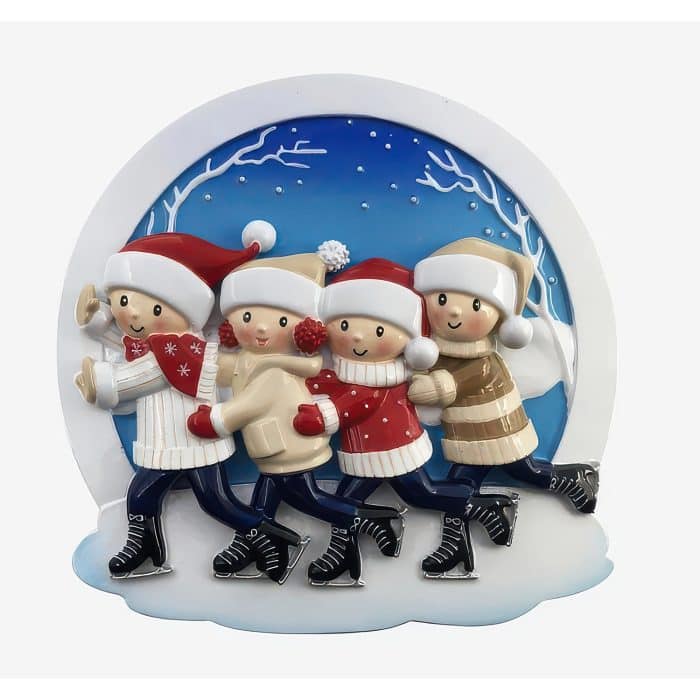 Ice Skating Family Ornament Family of Four