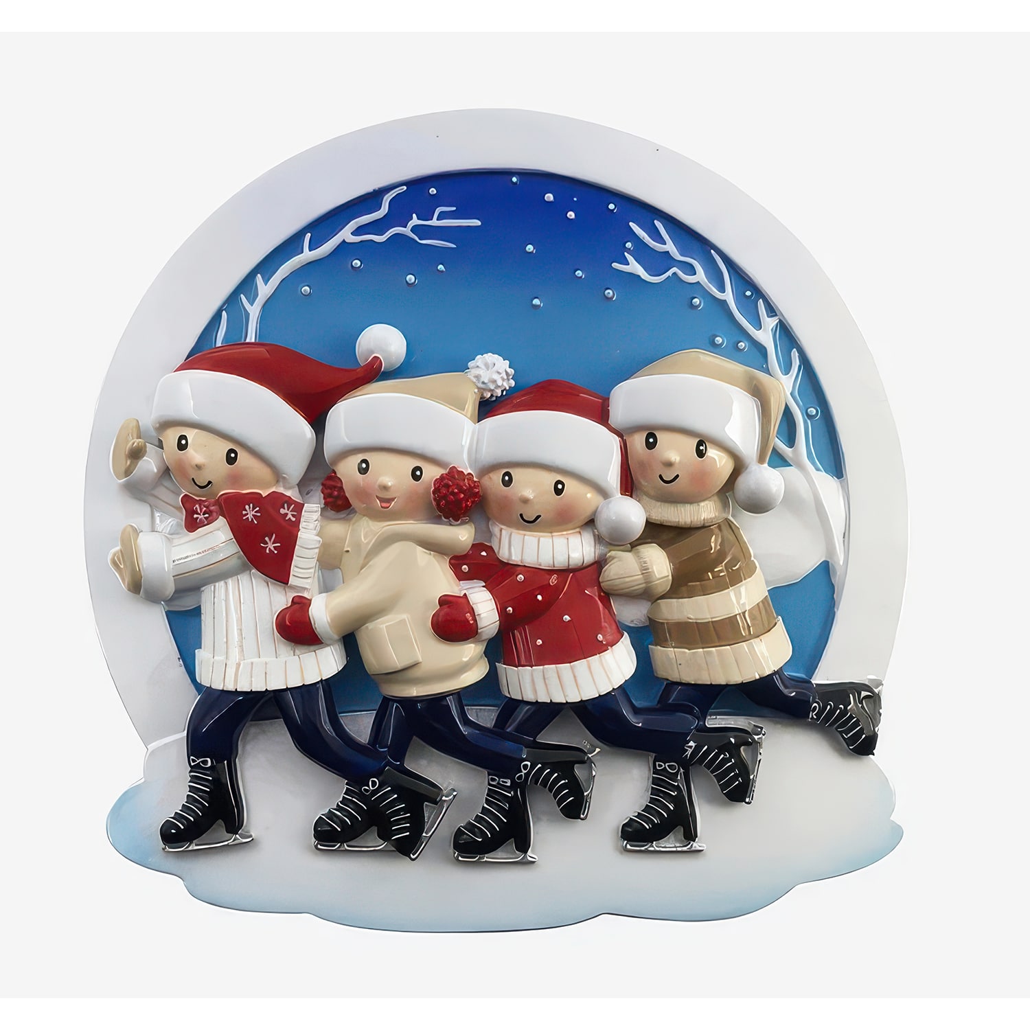 Ice Skating Family Ornament Family of Four