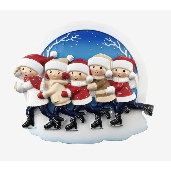 Ice Skating Family Ornament Family of Five
