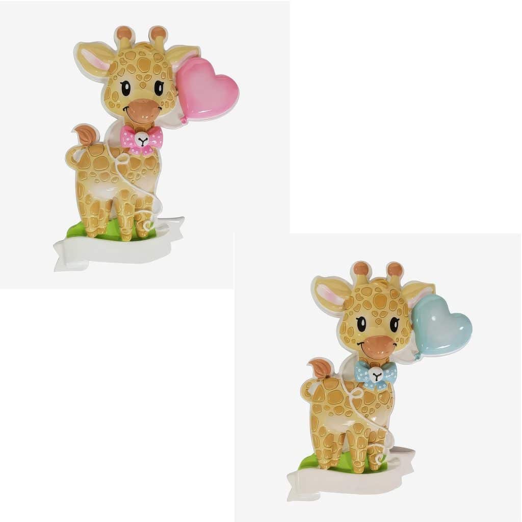 Little Giraffe Heart Balloon Ornament Personalized