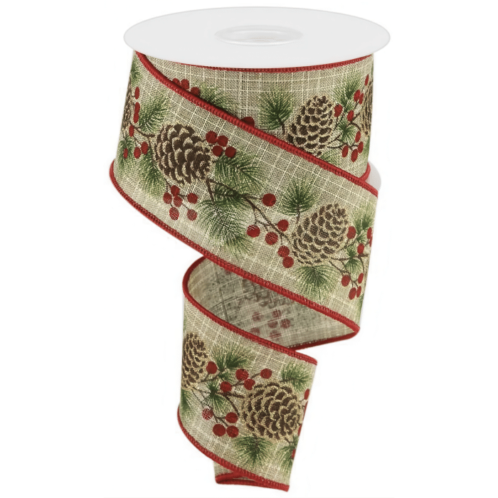 Pine Cones and Berries Ribbon 25