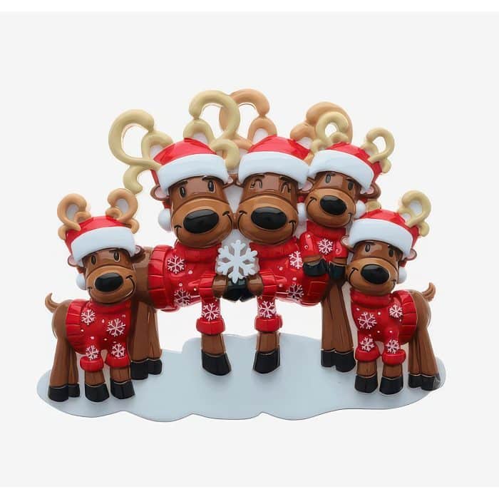 Reindeer Family Ornament Personalized Five