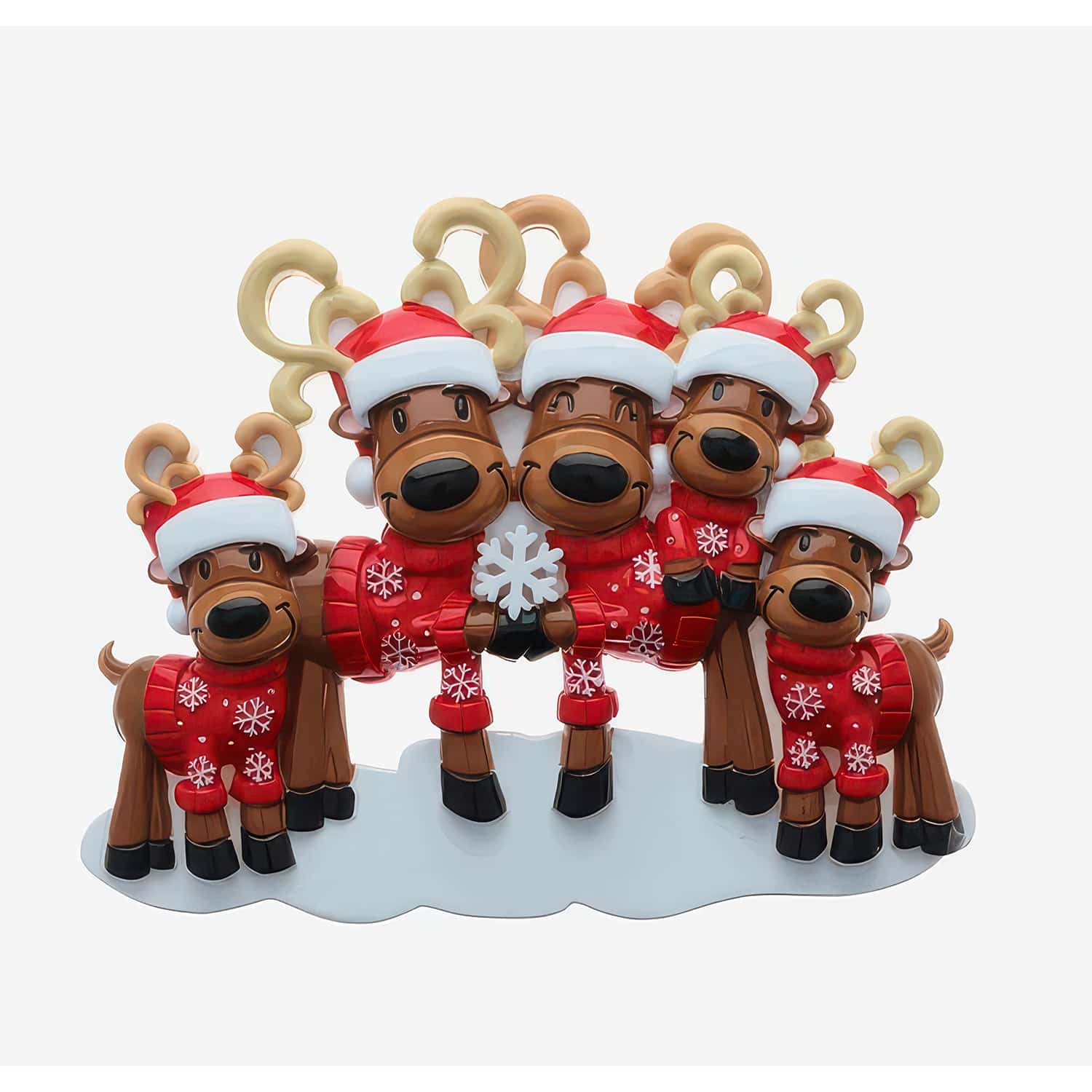 Reindeer Family Ornament Personalized Five