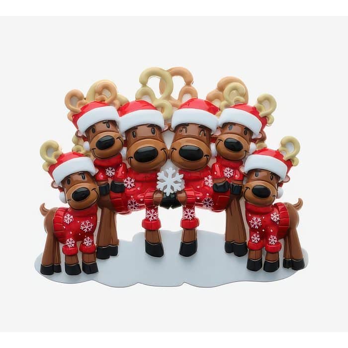 Reindeer Family Ornament Personalized Six