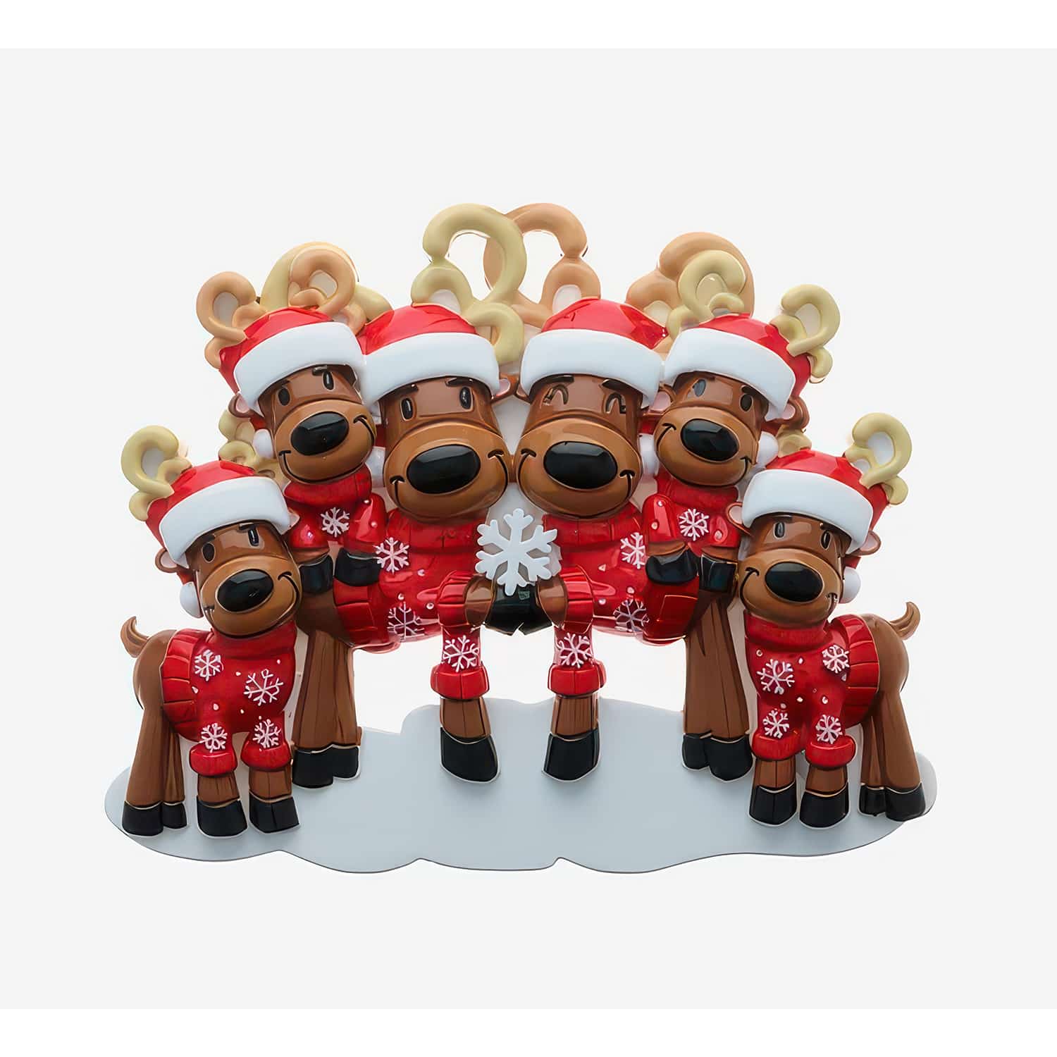Reindeer Family Ornament Personalized Six