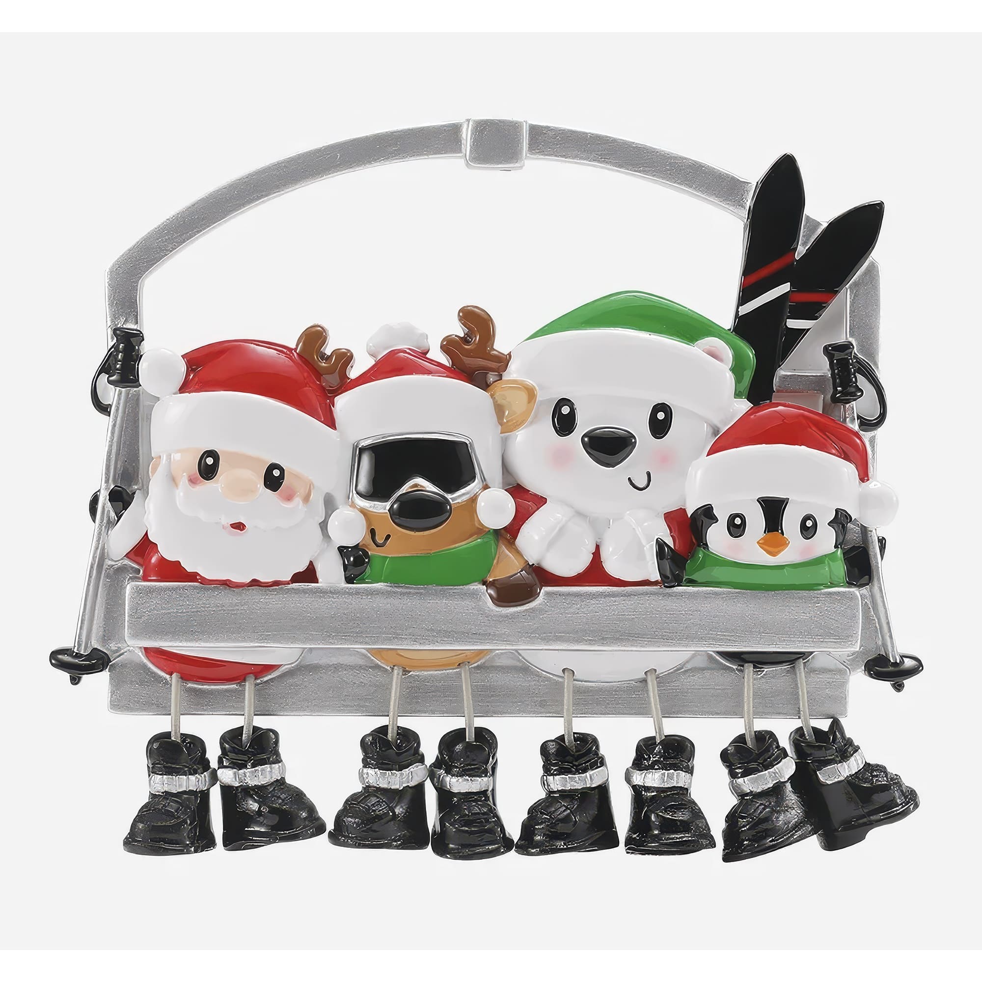 Ski Lift Riding Family Ornament Personalized Four
