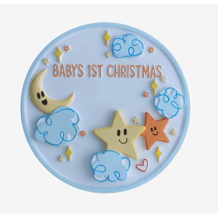 Stars and Clouds Babys 1st Ornament