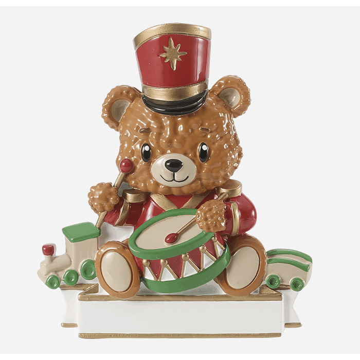Teddy Bear Drummer Ornament Personalize