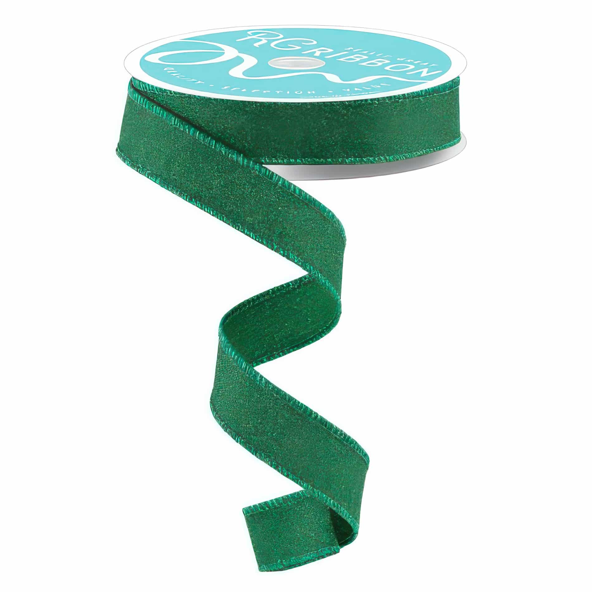 Fine Glitter on Faux Royal Ribbon 78 Emerald Green