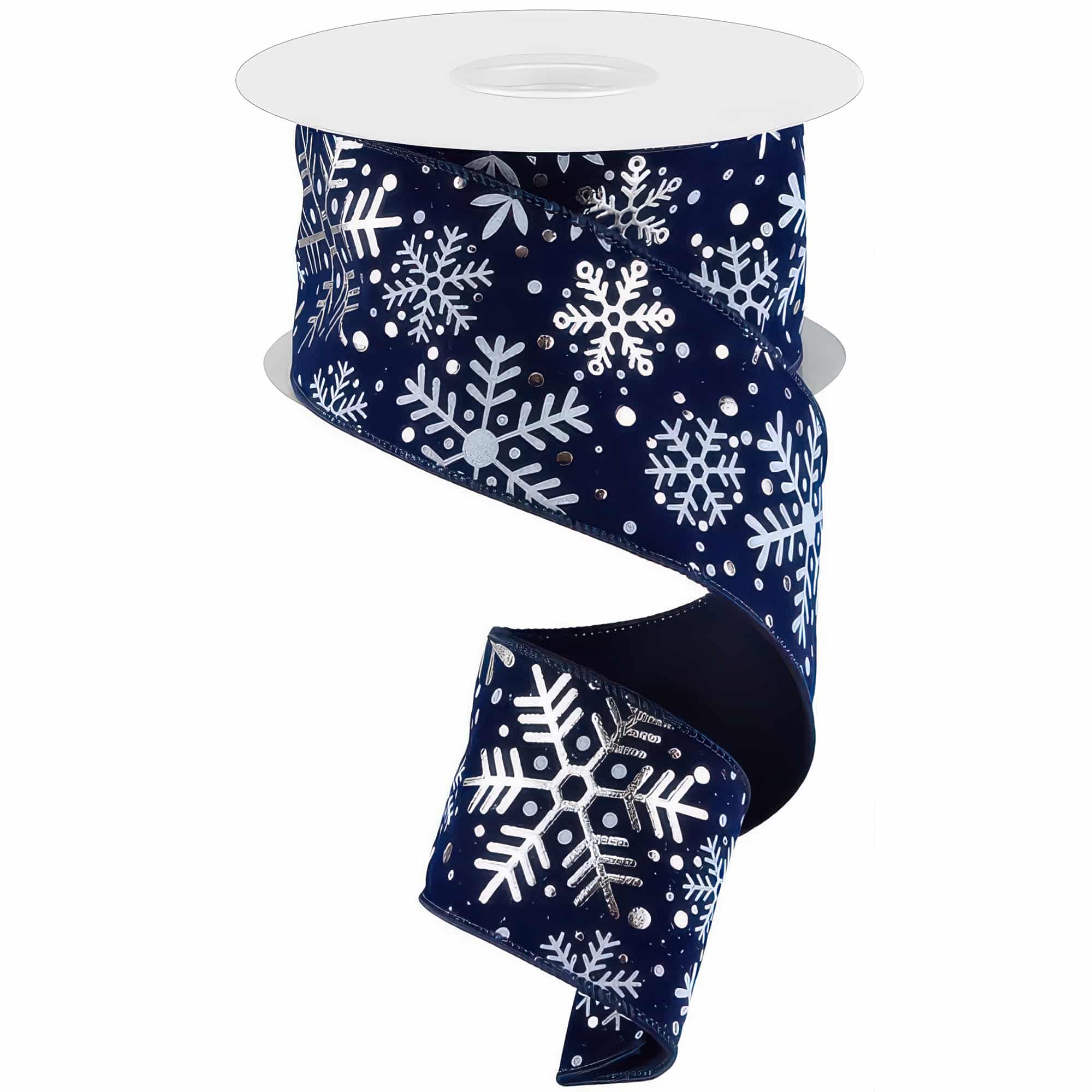 Silver Snowflakes on Velvet Ribbon 25