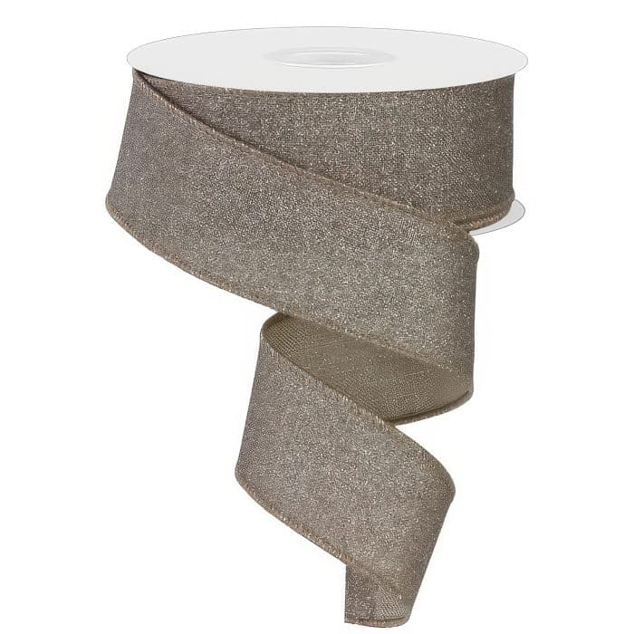 Taupe Fine Glitter Faux Royal Ribbon 15