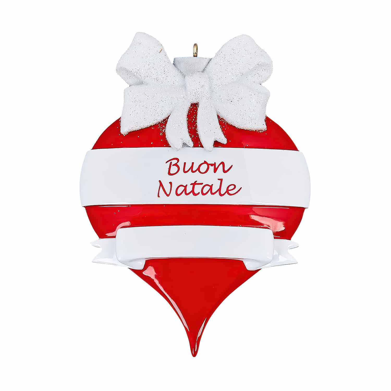 Buon Natale Red and White Ornament Personalize