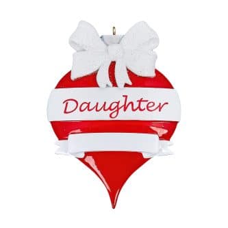 Daughter Red and White Ornament Personalize