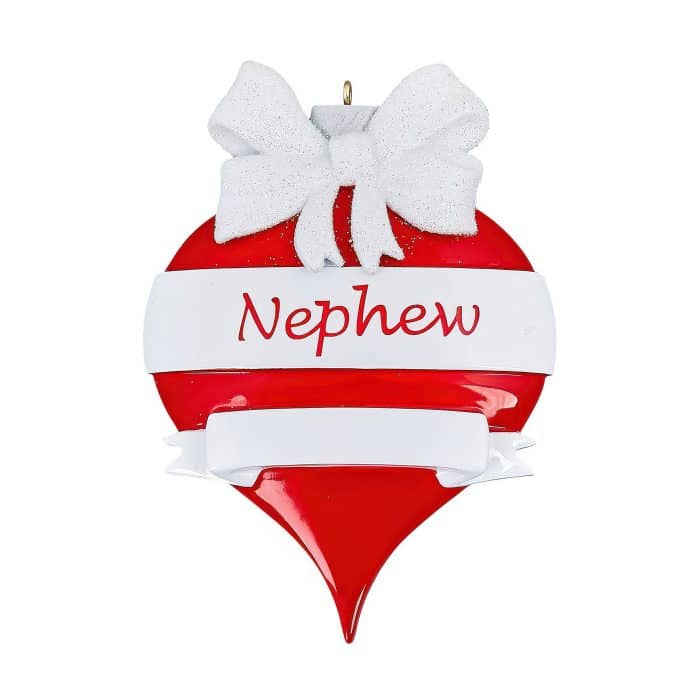 Nephew Red and White Ornament Personalize