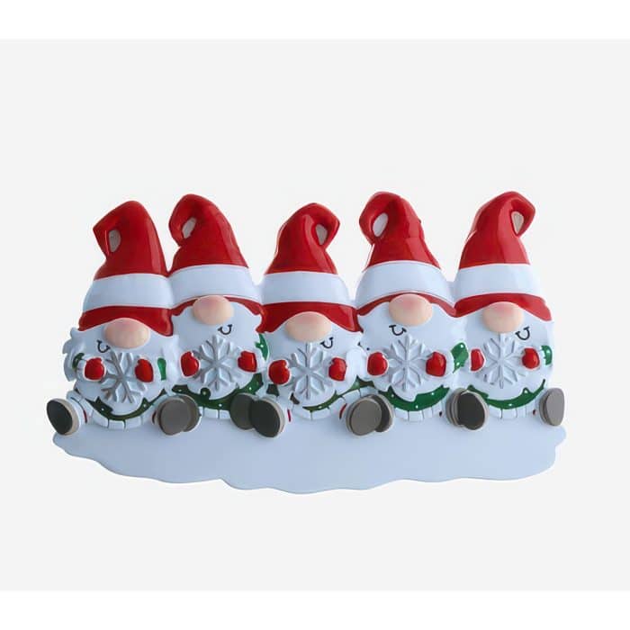 Snowflake Gnome Family Ornaments Personalized Five