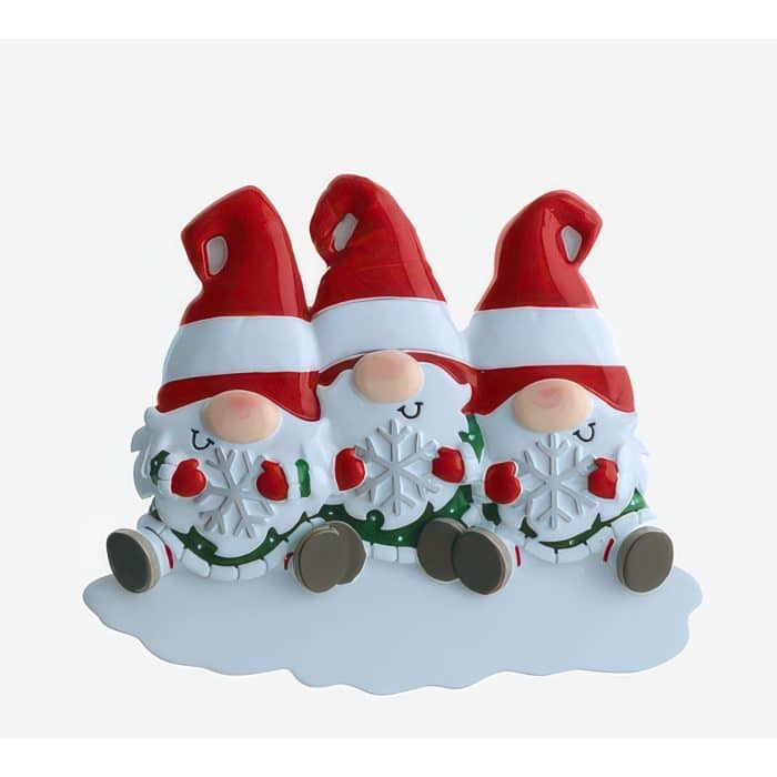 Snowflake Gnome Family Ornaments Personalized Three