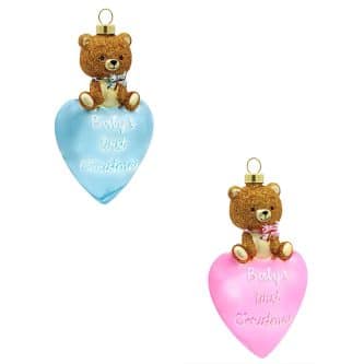 Baby First Bear Heart Ornament Personalized