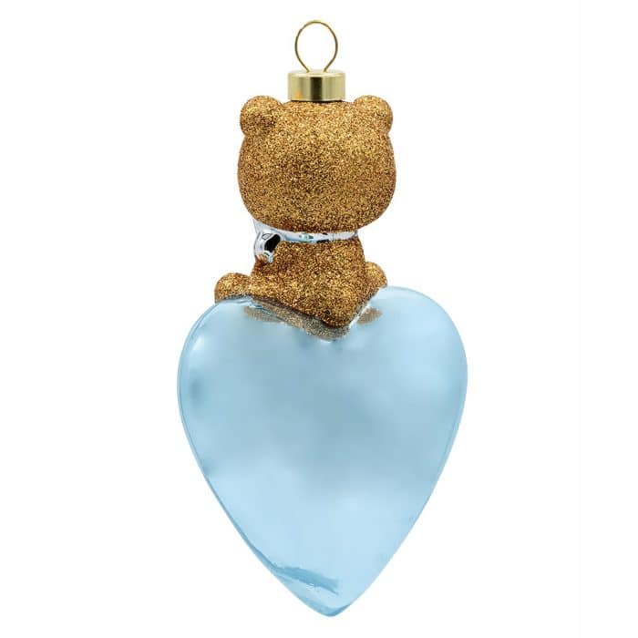 Baby First Bear Heart Ornament Personalized Blue Back