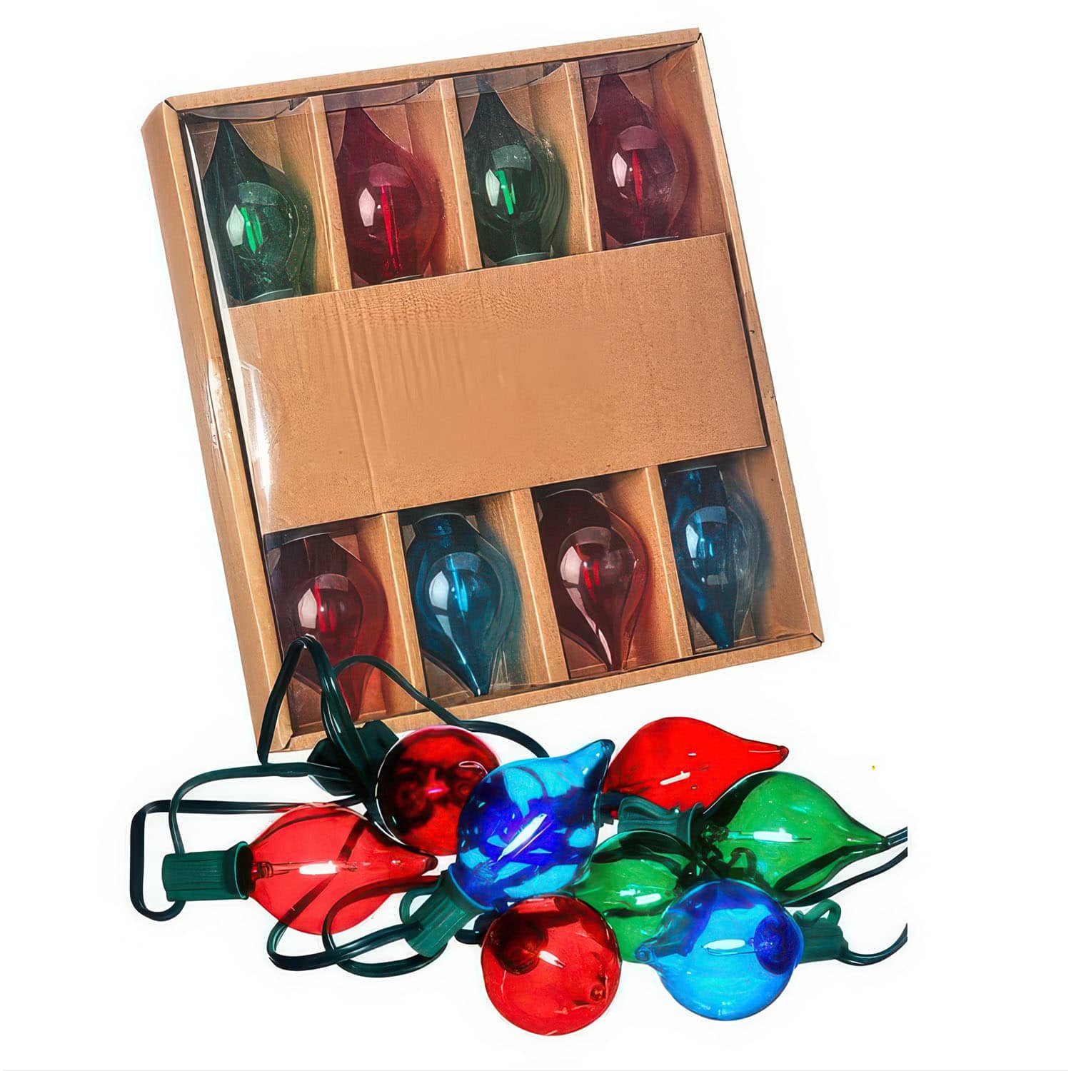 Retro-style LED Christmas light set with multicolor vintage-look bulbs