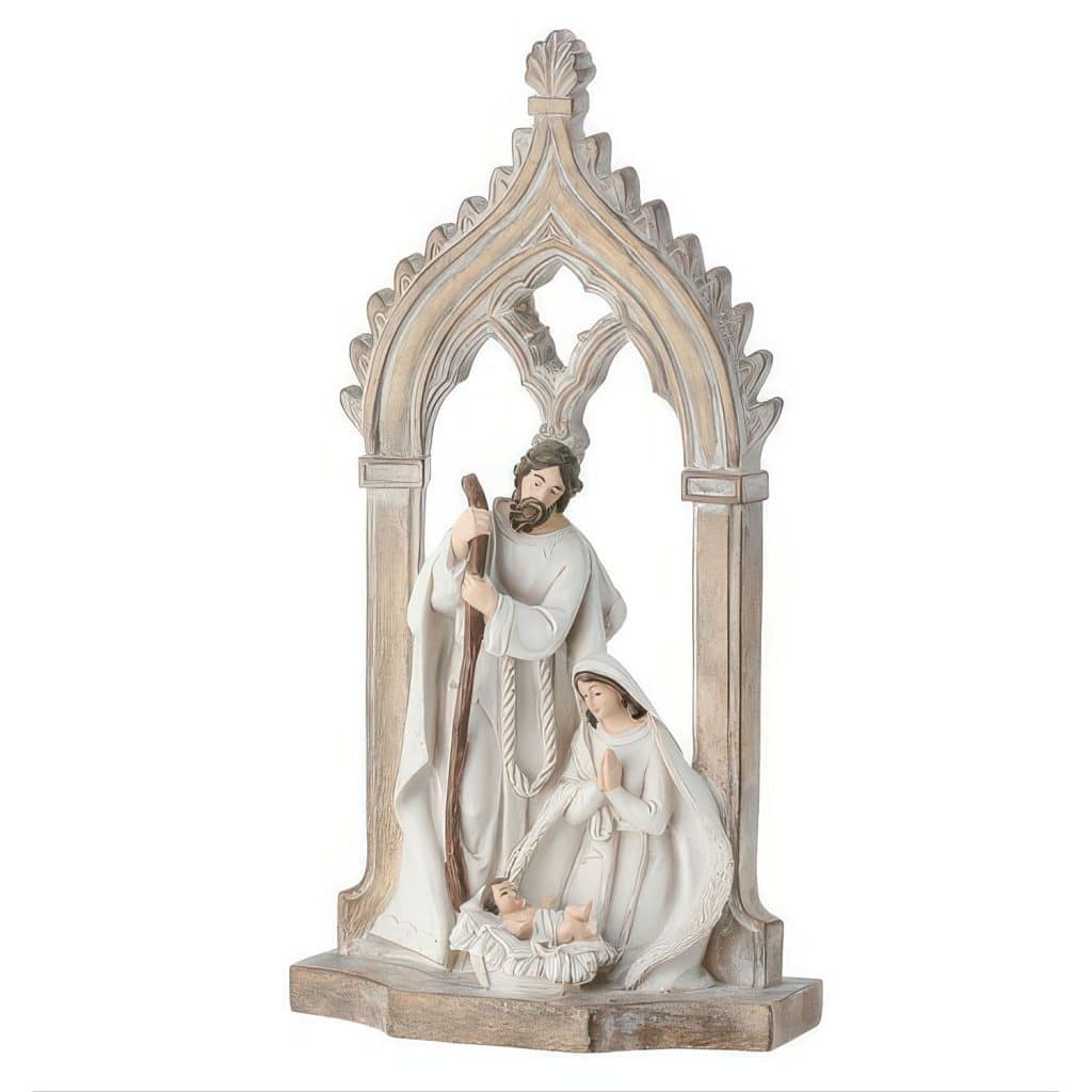 Whitewash Wood Look Holy Family Nativity