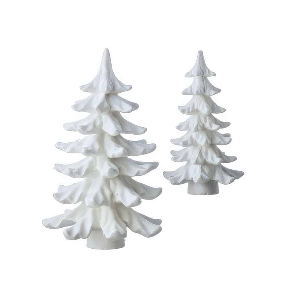 White Frost Glitter Leaf Tree Set