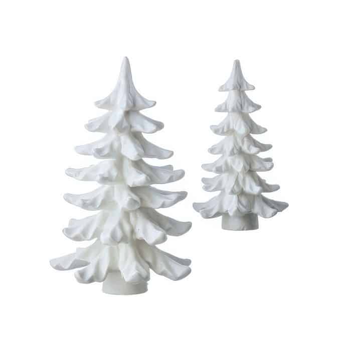 White Frost Glitter Leaf Tree Set