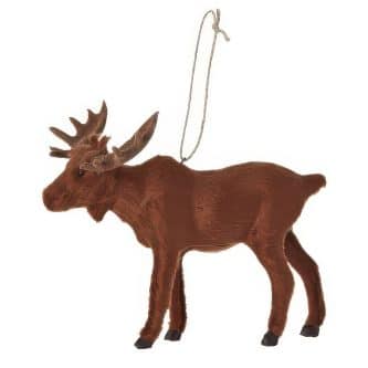 Furry Brown Moose Ornament