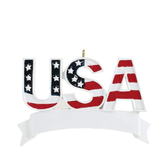 Usa Red White and Blue Ornament Personalize