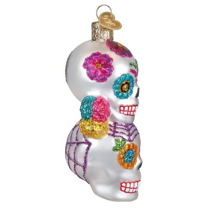 Dia De Los Muertos Stacked Skulls Ornament Old World Christmas Side