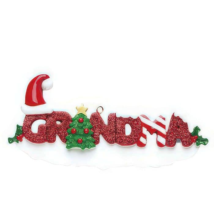 Grandma Red Sparkle Ornament Personalize