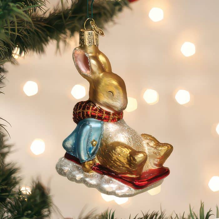 Peter Rabbit on a Sled Ornament Old World Christmas