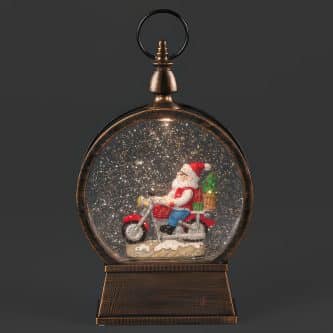 Swirl Motorcycle Santa Water Globe Front