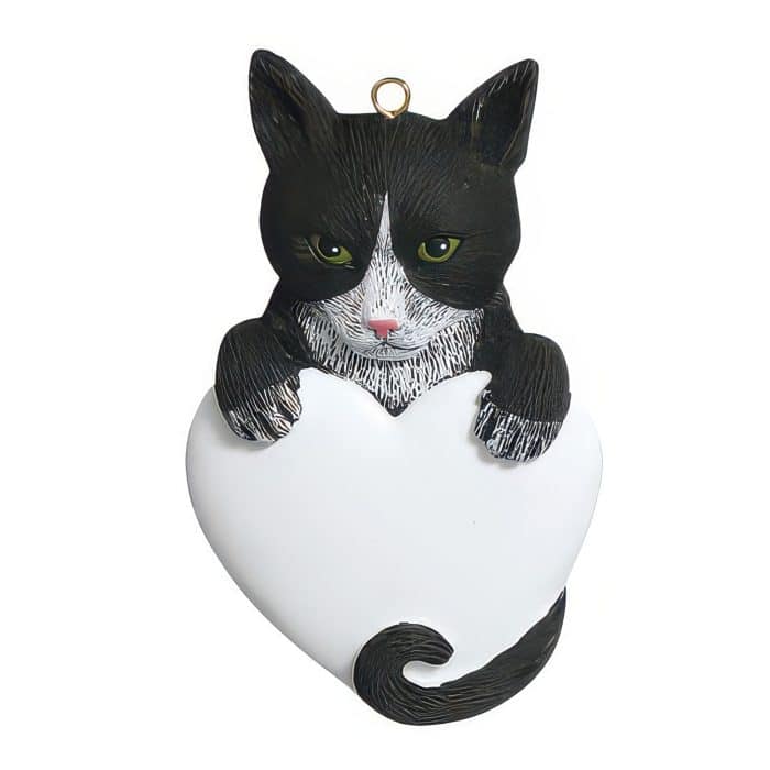 Tuxedo Cat Heart Ornament